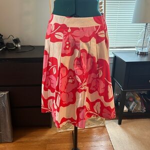 Talbots A-Line Skirt in Red and Pink Floral